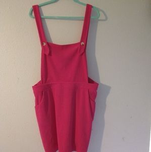 Hot pink 2x corduroy overall dress